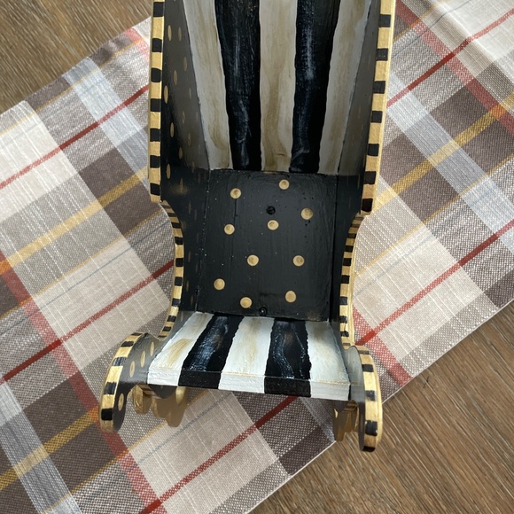 Mackenzie Childs Pattern Hand Painted Sleigh Black, White & Gold - Picture 5 of 7